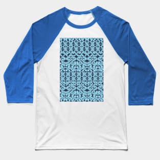 Ikat Lace in Pale Blue on Navy Baseball T-Shirt